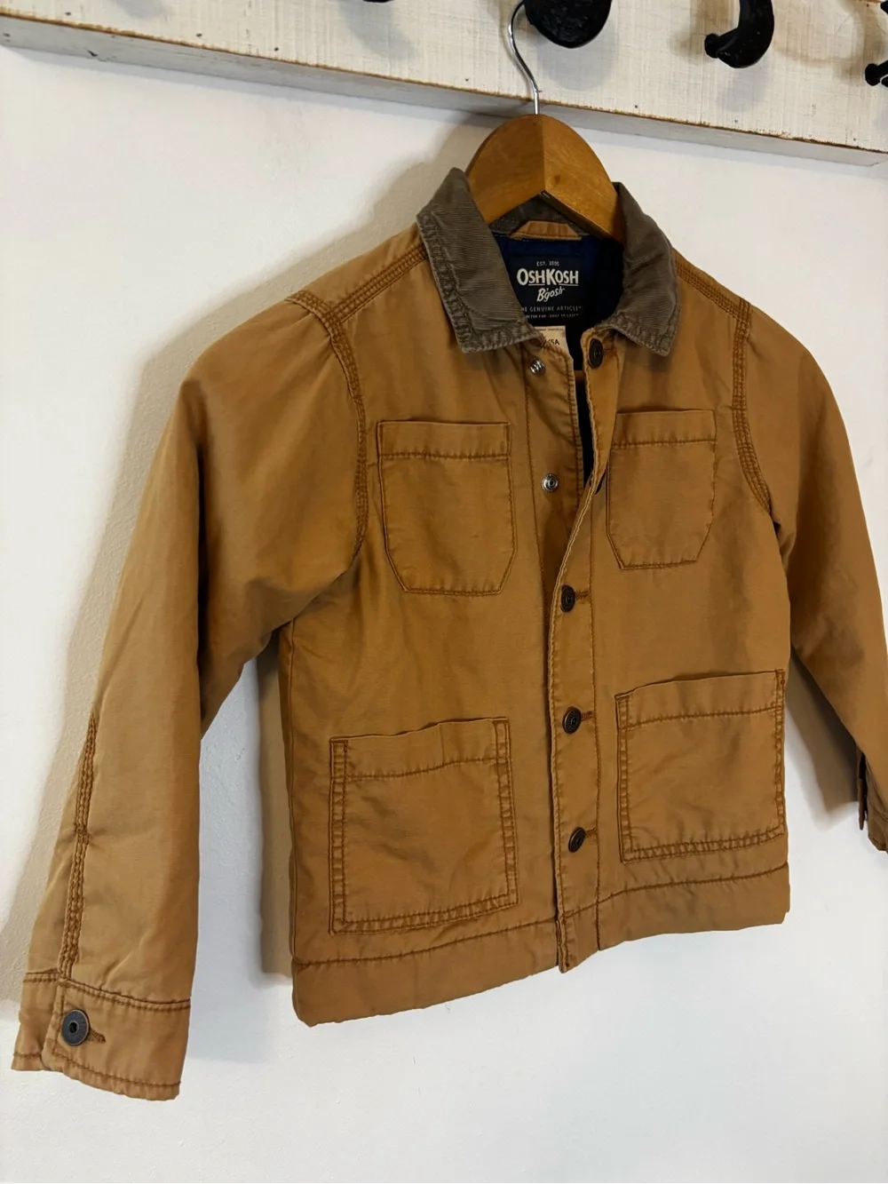OshKosh B'gosh Kids' Brown Canvas Barn Jacket Corduroy Collar